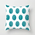 Detailed view of teal geometric circles with artistic line textures on a white cushion cover - Peach Skin / Style DRD157-5