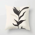 Modern Nordic square cushion cover with minimalist black and khaki abstract leaf pattern - 45x45 / Minimalist Plant Overlap (CRD03-7)