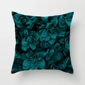 Detailed close-up of dark teal floral print on square decorative throw pillow cover - Drd157-6 / 45x45 Peach Skin Velvet