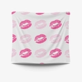 Arazzo bianco minimalista con stampe di labbra rosa per decorazione murale moderna - 95x73cm Tessuto Spazzolato