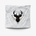 Detail of Nordic tapestry with marble pattern, reindeer silhouette and chic life gold text - 95x73cm Brushed Fabric / Minimalist Deer (GT30-9)