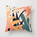 Modern abstract geometric portrait cushion cover in green and yellow Nordic style - 45x45 / Abstract Plant and Geometric Collage (CRD03-12)