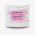 Detail of soft hanging tapestry featuring pink watercolor brushstrokes and love quote - 95x73cm Brushed Fabric / Purple Watercolor Love (GT30-11)