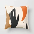 Modern abstract geometric cushion cover with silhouette hand design and warm earth tones - 45x45 / Hand Silhouette and Half Moon (CRD03-13)