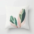 Modern Nordic square cushion cover with artistic green and pink leaf pattern - 45x45 / Color Block Broadleaf Plant (CRD03-14)