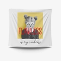 Cartoon girl tapestry wall hanging with flawless text print and yellow rectangle design - 95X73 Brushed Fabric / Flawless Girl Style (GT31-14)