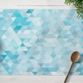 Mantel individual de algodón y lino con patrón geométrico azul sobre fondo de madera - 30*45 (Lino de Algodón) / Azul Claro Geométrico (CD06-7)