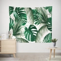 Nordic wall tapestry with green tropical monstera and palm leaves pattern - 95X73 (Peach Skin) / Monstera Leaf Style (GT17-1)