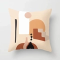 Bohemian geometric abstract pattern pillowcase with sun and vase design in caramel tones - 45x45 / Bohemian Vase Geometric (CRD03-19)