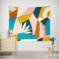 Arazzo da parete geometrico astratto blu giallo e rosa per l'arredamento moderno - Gt12-4 / 95X73 Tessuto Spazzolato