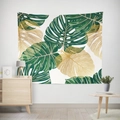 Modern Monstera tapestry with green and gold leaf patterns for living room decor - Gt17-3 / 95x73 (brushed Fabric)