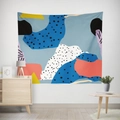 Abstract plant wall tapestry featuring bold geometric patterns and colorful polka dots - Gt12-5 / 95X73 Brushed Fabric