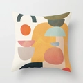 Modern Nordic square cushion cover featuring yellow and pink abstract geometric patterns - 45x45 / Warm Color Block Geometric (CRD03-23)
