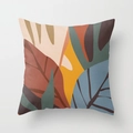 Modern abstract cushion cover with geometric leaf pattern in terracotta and teal colors - 45x45 / Abstract Broadleaf Color (CRD03-24)