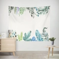 Minimalist Nordic wall tapestry with green tropical plants watercolor pattern - 95X73 (Peach Skin) / Tropical Plant Watercolor Style (GT17-7)