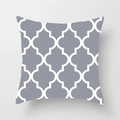 Dettaglio del motivo geometrico a quadrifoglio grigio e bianco su fodera per cuscino - Motivo Quadrifoglio (DRD159-3) / 45x45 cm