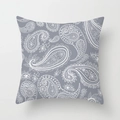 European grey geometric peach skin pillowcase with white paisley and floral pattern - Paisley Pattern (DRD159-16) / 18x18 Inch