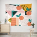 Modern abstract fruit wall tapestry with orange patterns and geometric blocks for decor - 95x73 / Brushed Fabric / Abstract Orange Art (GT12-10)