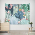 Nordic wall tapestry featuring artistic green cactus and floral patterns for home decor - 95X73 (Peach Skin) / Cactus Flower Art Style (GT17-12)