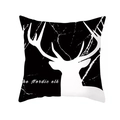 Nordic square pillowcase with white elk silhouette and marble pattern in black - Standard Size Without Core / B&W Deer Silhouette Marble (DRD168-5)