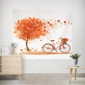 Autumn scenery wall tapestry with orange bicycle and colorful fall tree pattern - 95X73 (Peach Skin) / Autumn Bicycle Style (GT17-13)
