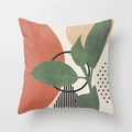 Modern abstract pillow cover with green leaves and geometric shapes for home decor - 45x45 / Modern Minimalist Leaf Design (CRD03-34)