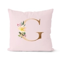 Pink rose gold square pillow cover featuring floral letter G design for home sofa decor - 18x18 Inch / Letter G (DRD152-G)