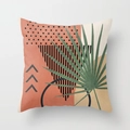 Modern abstract geometric pillow cover with palm leaf print and terracotta shapes - 45x45 / Bohemian Palm Leaf (CRD03-36)