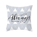 Nordic square throw pillow cover featuring gray geometric triangles and ALWAYS text - Standard Size Without Core / Gray & White Geometric ALWAYS Typography (DRD168-9)