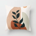 Nordic abstract geometric pillow cover with terracotta and grey leaf pattern - 45x45 / Morandi Geometric Leaf (CRD03-38)