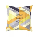 Nordic square pillow cover with yellow geometric pattern and Home Sweet Home text - Standard Size Without Core / Geometric Color Block HOME SWEET HOME (DRD168-11)