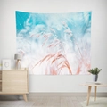 Winter reed tapestry in light blue and white colors for Nordic living room wall decor - 95X73 (Peach Skin) / 冬季芦苇款式(GT17-17)