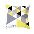Nordic geometric throw pillow cover with yellow triangle patterns and The Life text - Standard Size Without Core / Geometric Color Block THE LIFE Typography (DRD168-12)
