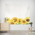 Rectangular tapestry featuring realistic yellow sunflower patterns on white fabric - 95x73cm (Brushed) / Realistic Hand-painted Sunflower (GT23-5)