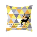 Nordic yellow geometric cushion cover with elk silhouette and Nordic Home text - Standard Size Without Core / Color Block Deer Silhouette NORDIC HOME (DRD168-13)