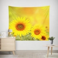 Large sunflower wall tapestry for bedroom decor featuring two bright yellow blossoms - 95x73cm (Brushed) / HD Sunflower Close-up (GT23-8)