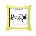 Nordic square yellow cushion cover with white center and sunshine typographic print - Standard Size Without Core / Yellow Background SUNSHINE Beautiful (DRD168-17)