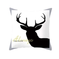 Nordic square pillowcase in white with black stag silhouette and decorative text - Standard Size Without Core / White Base Black Deer Silhouette Always (DRD168-19)