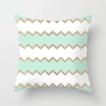 Fodera per cuscino geometrico verde menta e bianco con motivo a spina di pesce dorato - Motivo a Onde Chevron(DRD141-1)