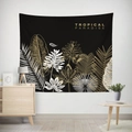 Black and gold tropical paradise wall tapestry with elegant leaf patterns and lettering - 95X73 (Peach Skin) / Black Gold Tropical Paradise Style (GT17-22)
