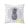 Nordic square pillowcase with pineapple print, geometric lines and enjoy fruit text - Standard Size Without Core / Geometric Lines Pineapple Enjoy (DRD168-21)