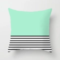 Federa per cuscino geometrica moderna verde menta con strisce bianche e nere - Design a Righe Color Block(DRD141-4)