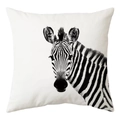 Nordic peach skin pillow cover with minimalist black and white zebra head geometric print - Black And White Zebra Portrait Art Style (DRD168-7)