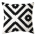 Nordic black and white geometric diamond pattern square peach skin pillowcase cover - Black And White Geometric Diamond Pattern Style (DRD168-8)