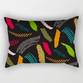 Dettaglio della federa per cuscino lombare con tratti geometrici astratti colorati su nero - Solo Fodera / Stile astratto multicolore Pop Art (DRD301-2)