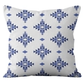 Housse de coussin moderne motif géométrique bleu et blanc pour décoration de canapé été - Losange Tribal Moderne (CRD23-12)