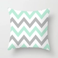 Mint green and grey chevron pattern geometric throw pillow cover for sofa decor - Triple Color Zigzag Wave(DRD141-15)