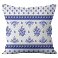 Housse de coussin moderne minimaliste à motif géométrique floral bleu pour canapé de maison - Peau de Pêche Impression Simple Face / Floral Symétrique Bohème (CRD23-2)