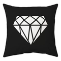 Modern black cushion cover featuring a white diamond geometric pattern in peach skin fabric - Black Background White Diamond Geometric Style (DRD168-12)