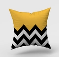 Detalle de funda de cojín geométrica moderna con patrones amarillo mostaza y ondas - Amarillo Mostaza Con Ondas En Blanco Y Negro (DRD146-1) / 45x45cm(Solo funda)